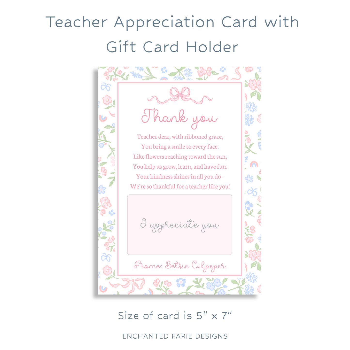 Floral Teacher Appreciation Gift Card Holder