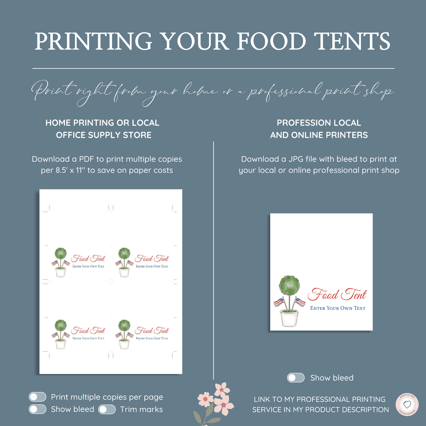 Patriotic 4th of July Food Tent Card 3.5 x 4