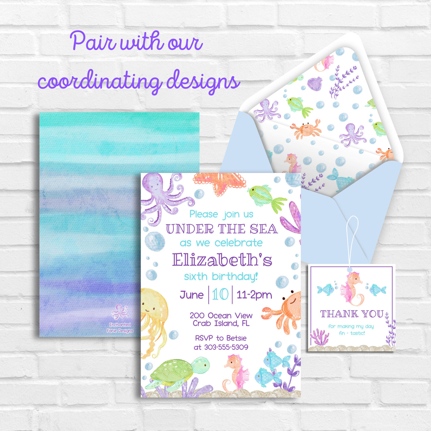 Under the Sea Birthday Invitation 5x7