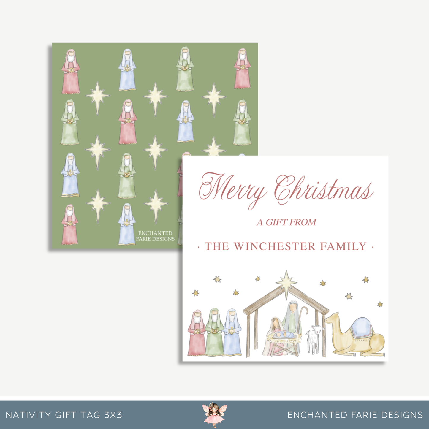 🎄 Nativity Scene Christmas Gift Tag – Printable Holiday Tags