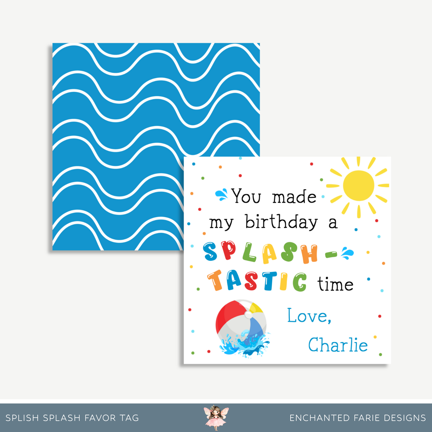 Splash-tastic Pool Party Thank You Tag – Printable 3x3”