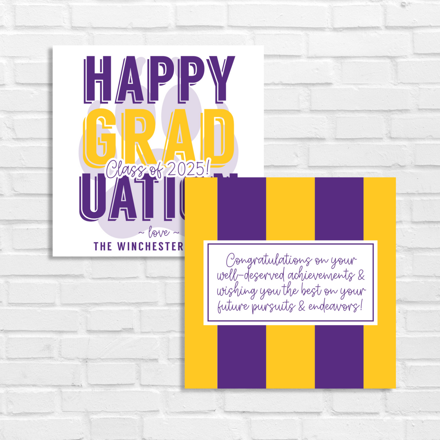 Class of 2025 Personalized Graduation Favor Tag Purple and Gold