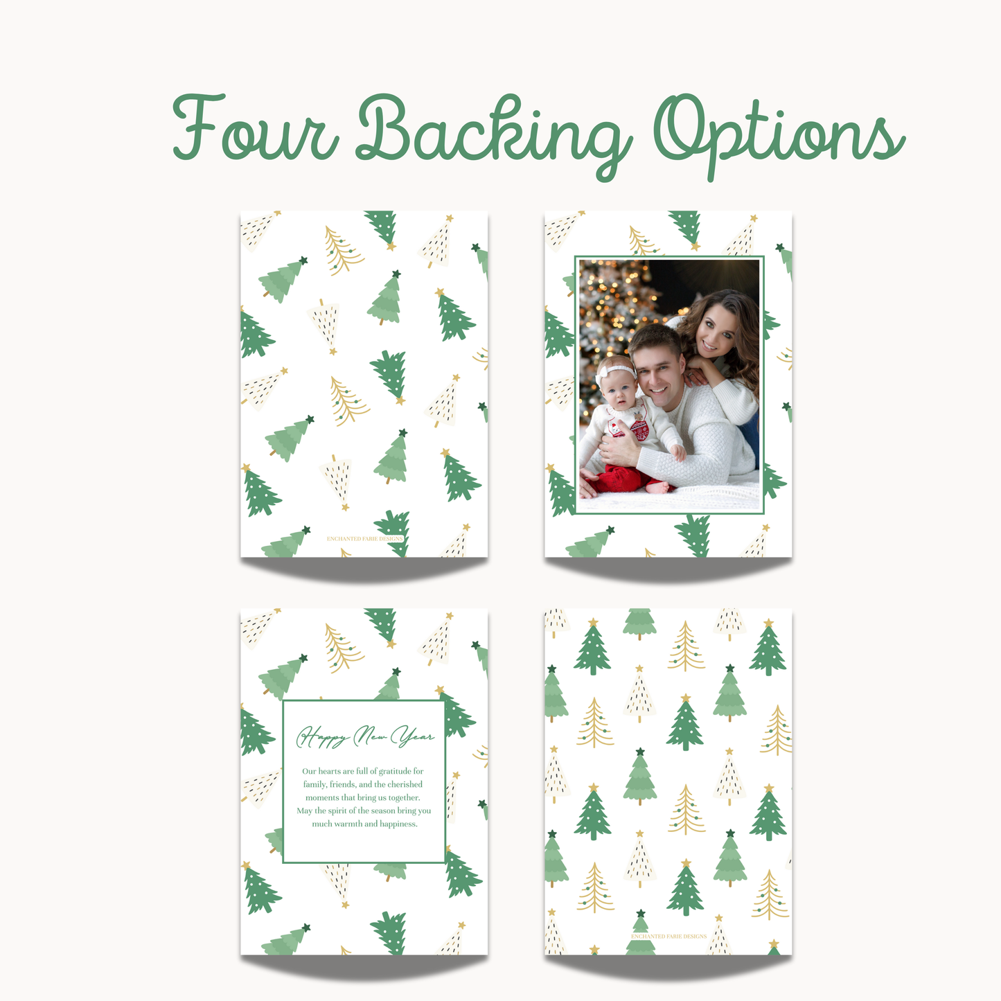 'Tis the Season' Christmas Card Template – Green & Gold Holiday Photo Card 5x7