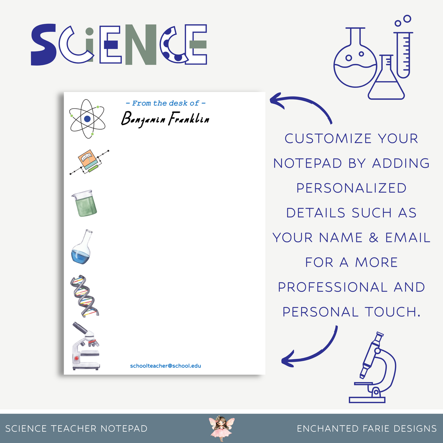 Personalized Science Teacher Notepad – STEM School Stationery
