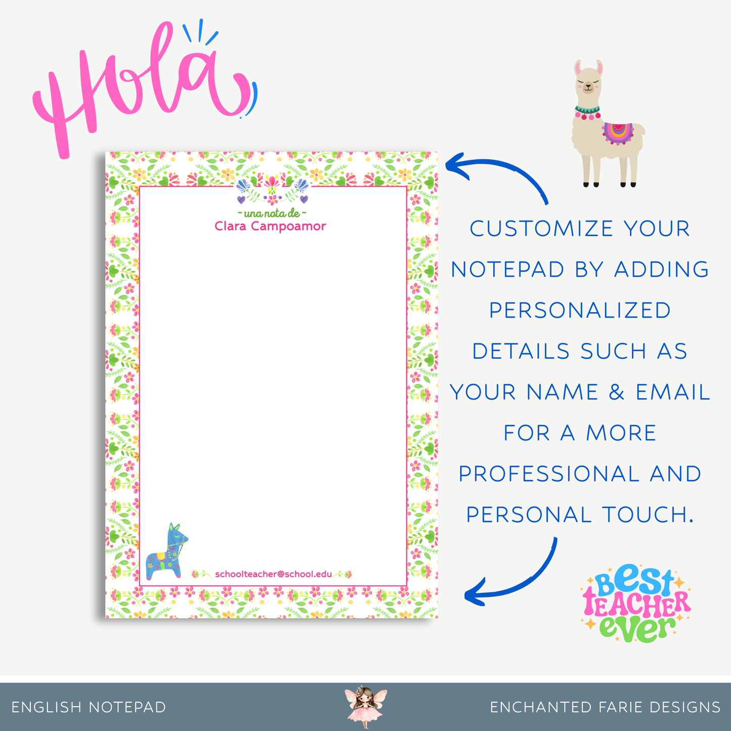 Personalized Spanish Teacher Notepad – Stationery