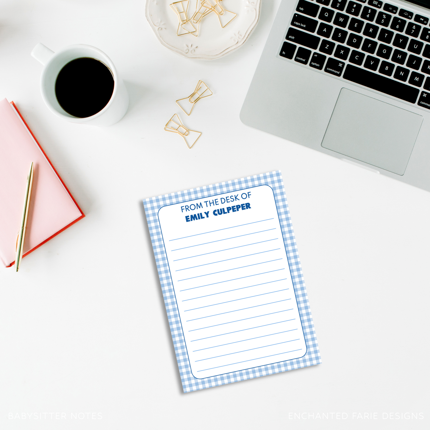 Classic Gingham Personalized Notepad – 5x7"