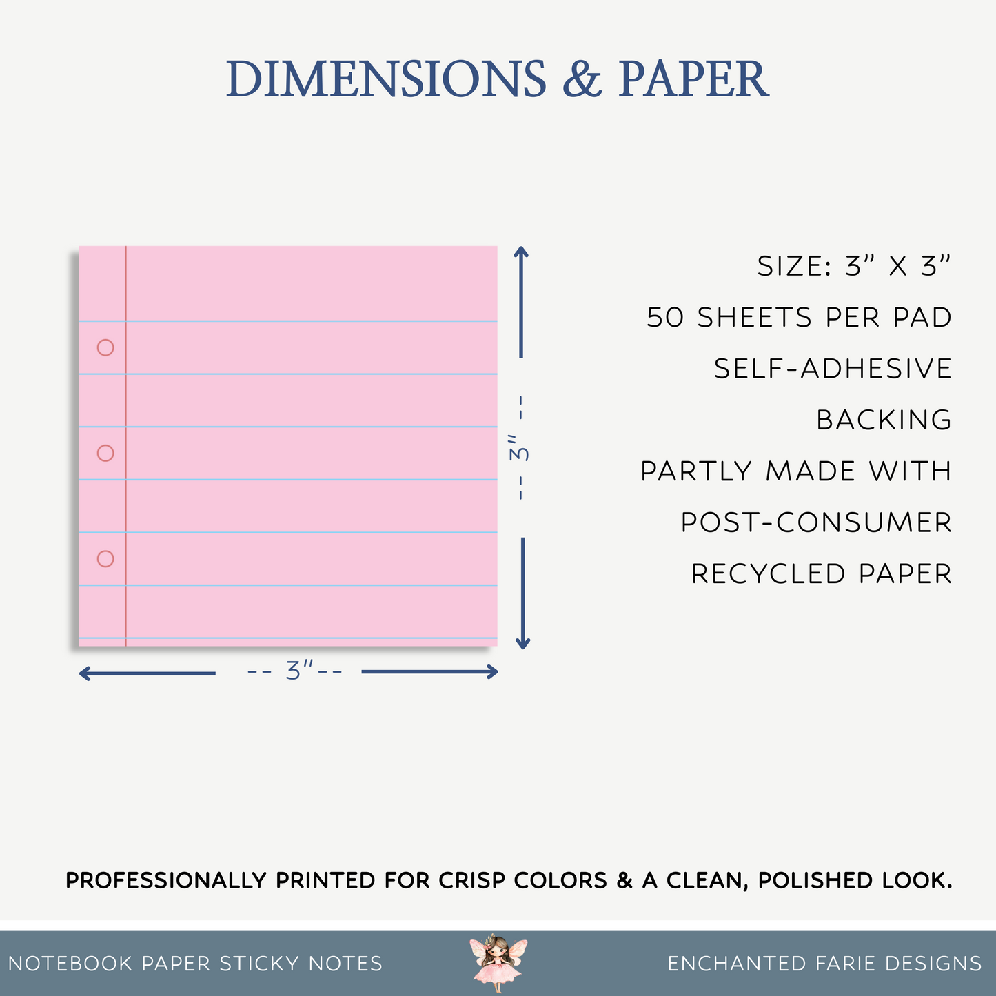 Colorful Lined Sticky Notes – 3"x3" Pastel Notebook Colors