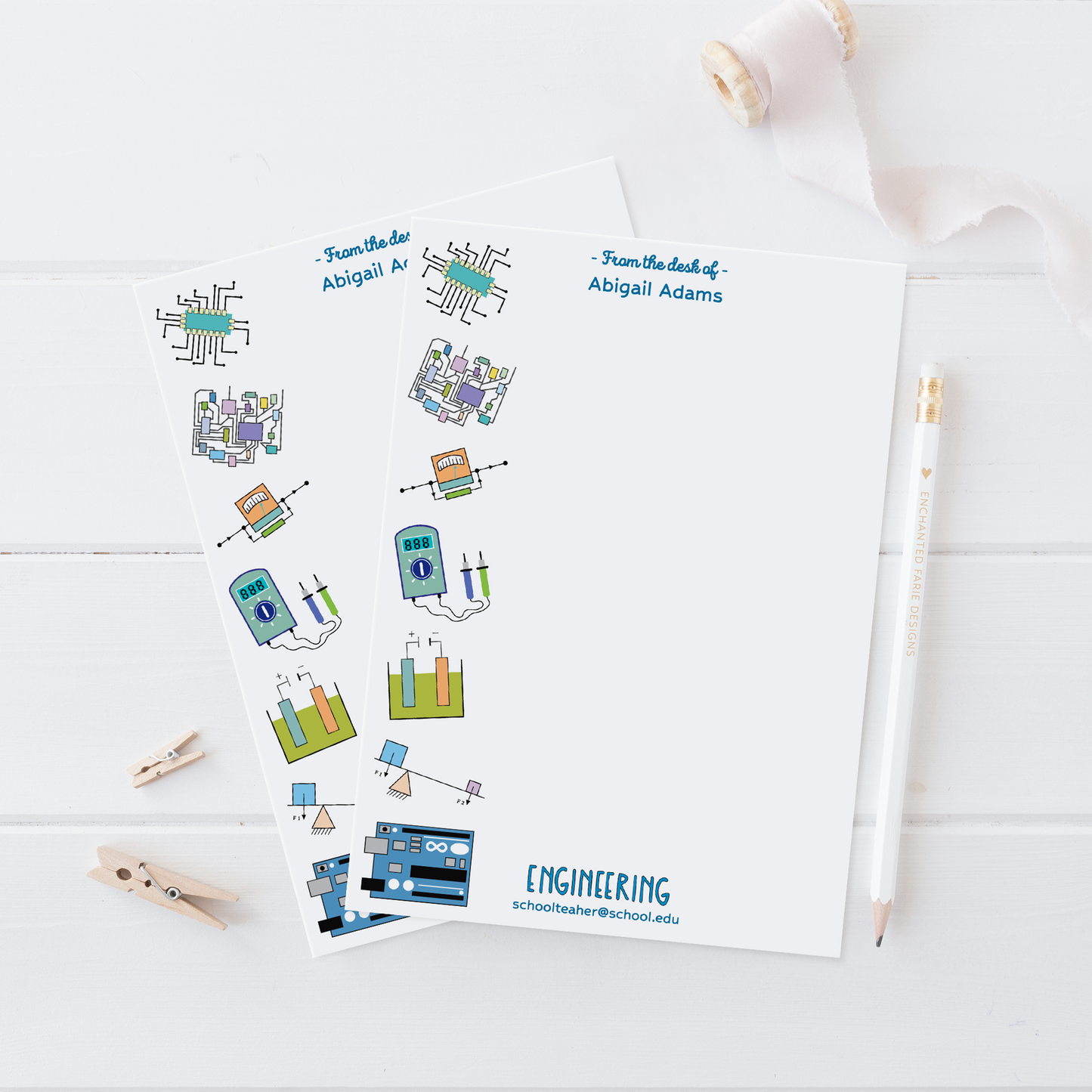 Personalized Engineering Teacher Notepad – STEM School Stationery