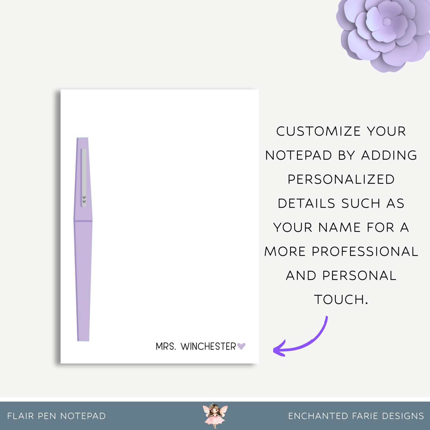 Personalized Notepad with Flair Pen – Custom Stationery Gift