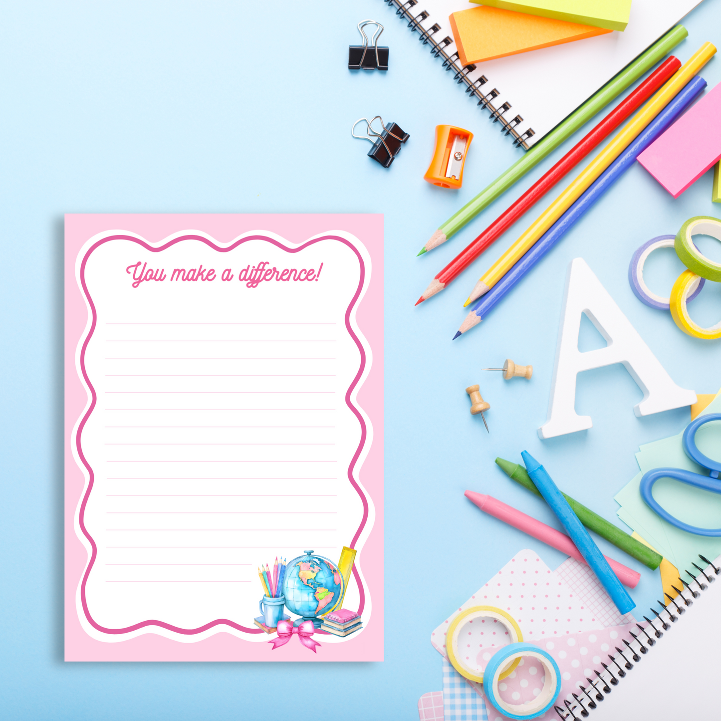 Pink Teacher Notepad 5x7