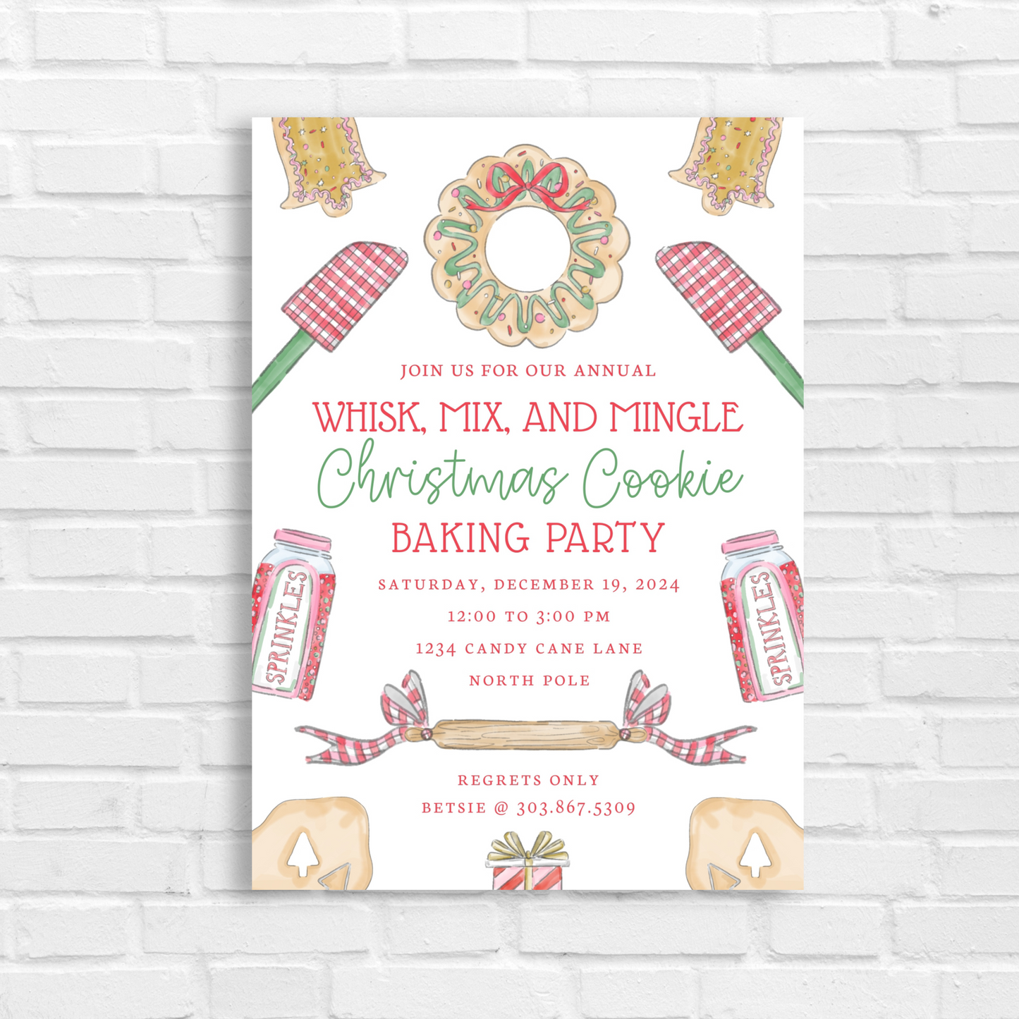 Christmas Cookie Baking Party Invitation