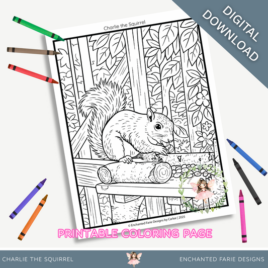 Charlie the Squirrel Coloring Page – Printable Forest Animal Activity for Kids