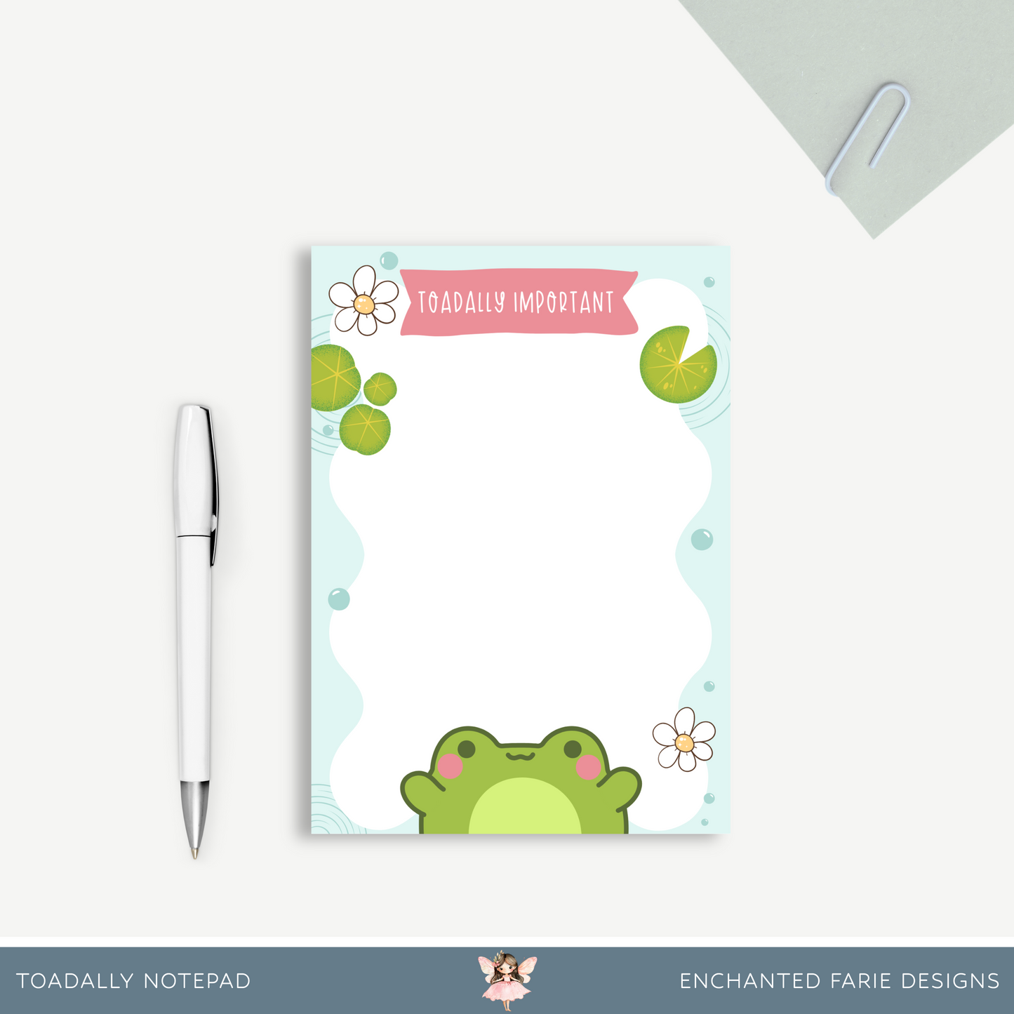 Toadally Important Frog Notepad | Cute Lined Stationery