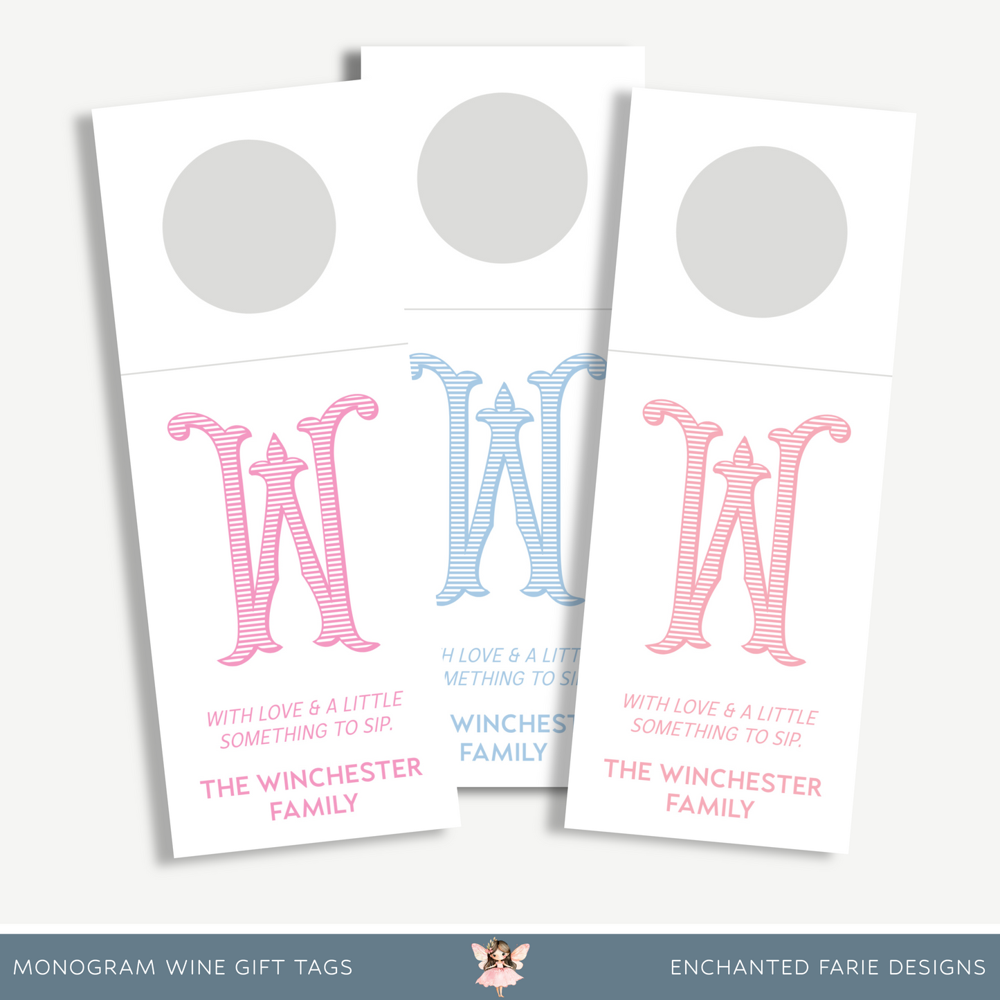 Monogram Wine Bottle Hang Tag