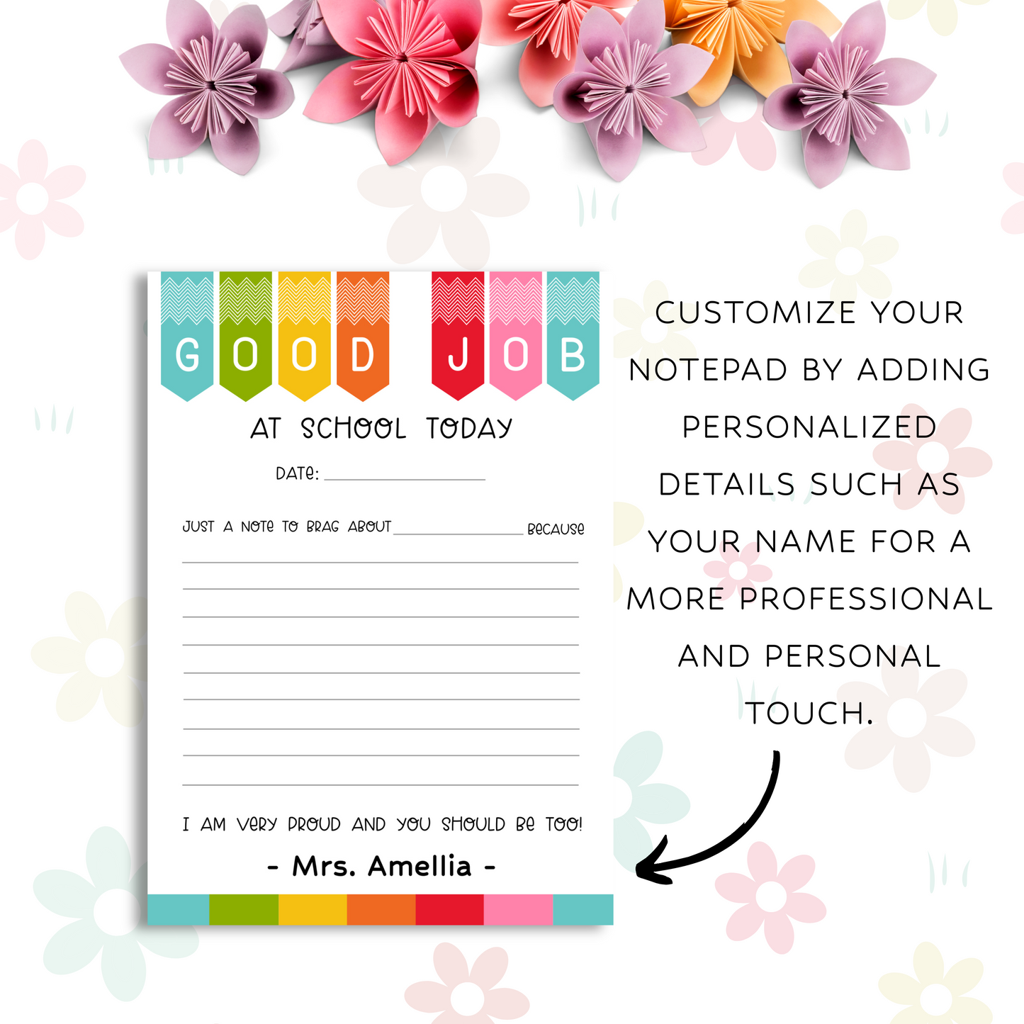Custom Teacher Notepad 5x7 | Chevron