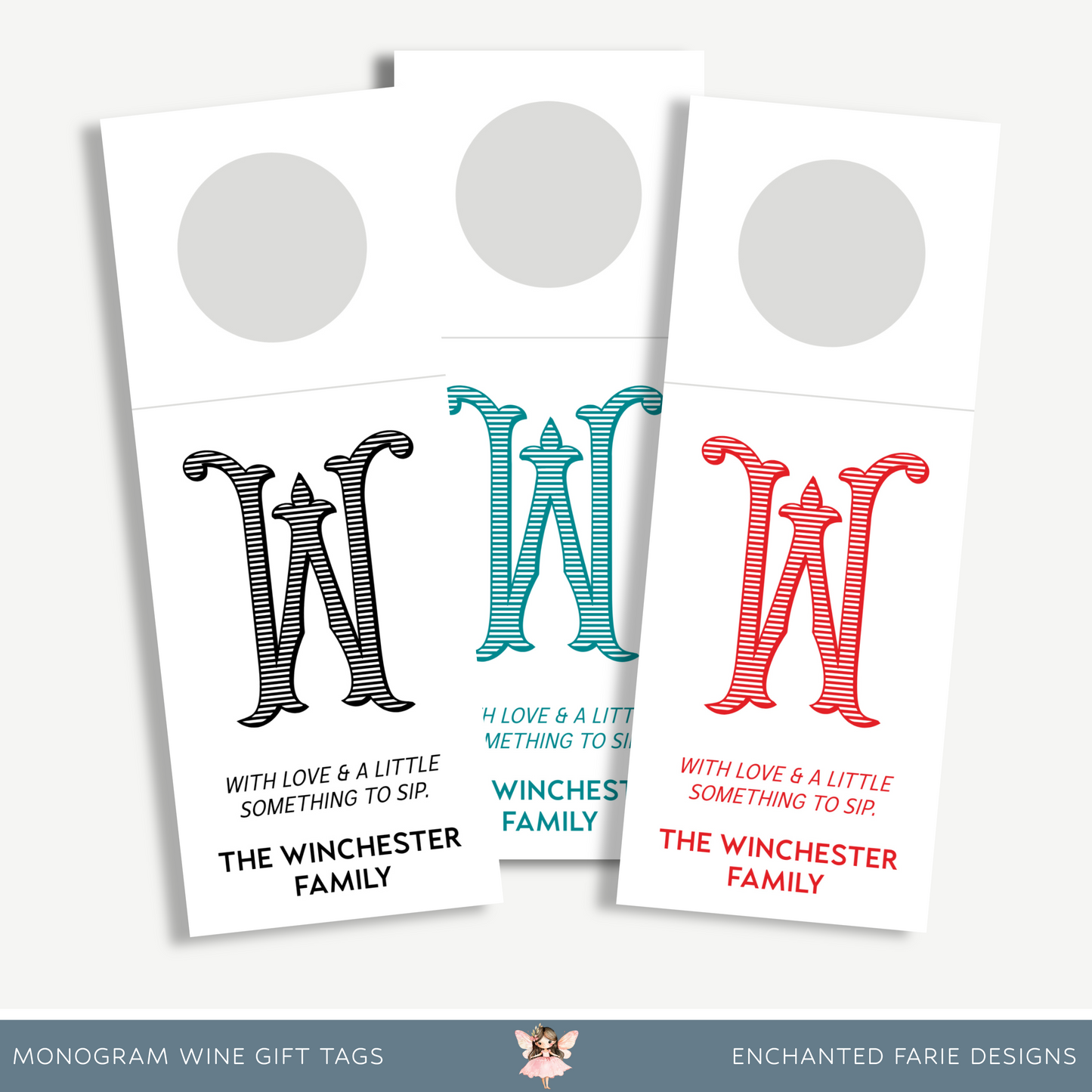 Monogram Wine Bottle Hang Tag