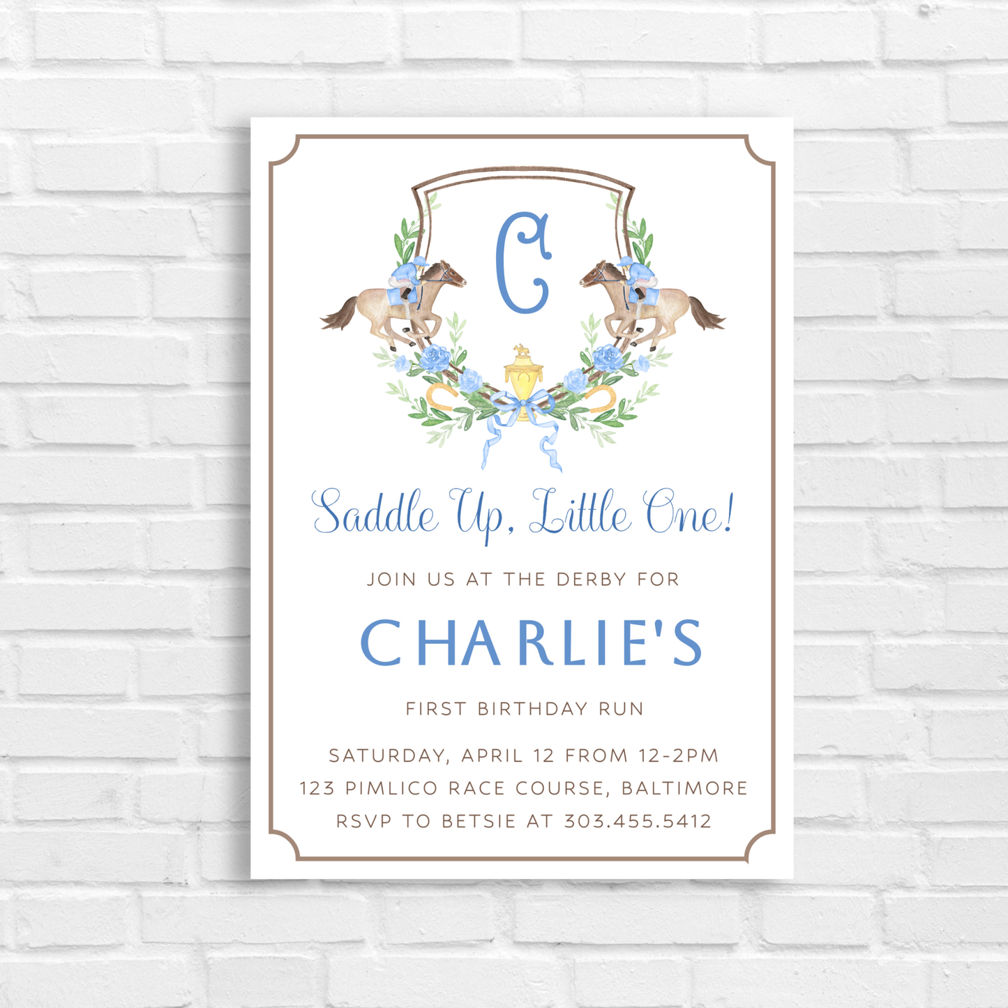 Kentucky Derby Boy Birthday Invitation