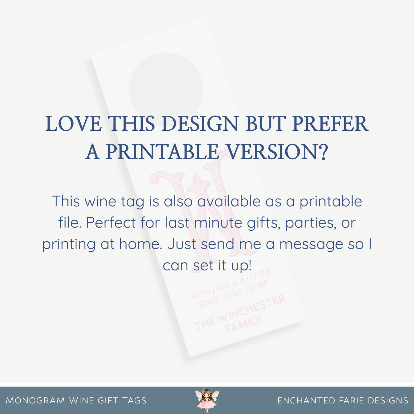 Monogram Wine Bottle Hang Tag