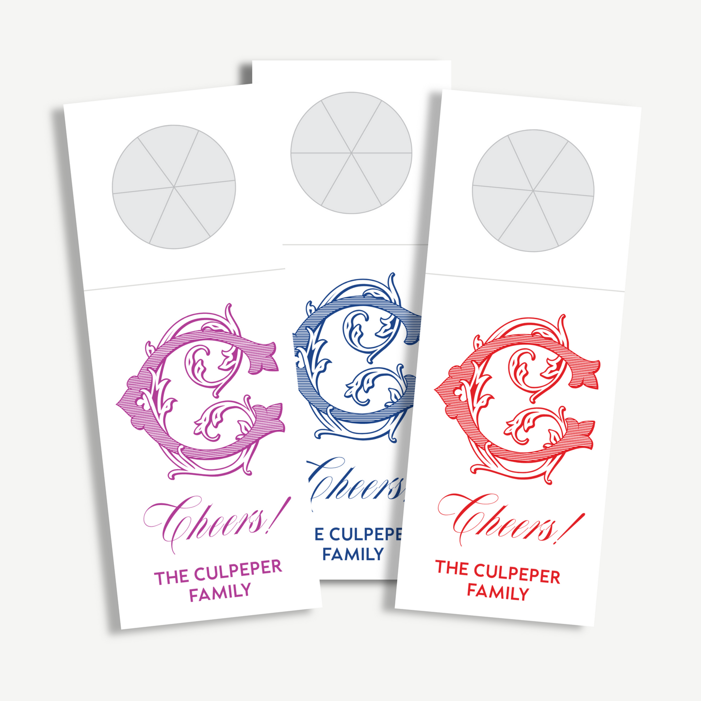 Monogram Wine Bottle Hanging Tags - Cheers