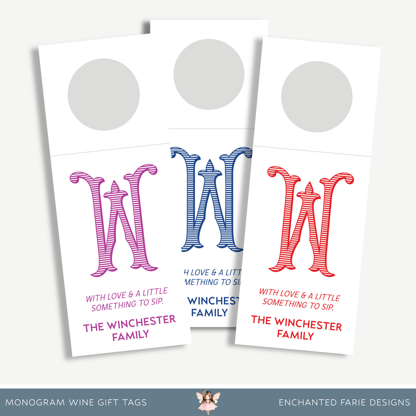 Monogram Wine Bottle Hang Tag