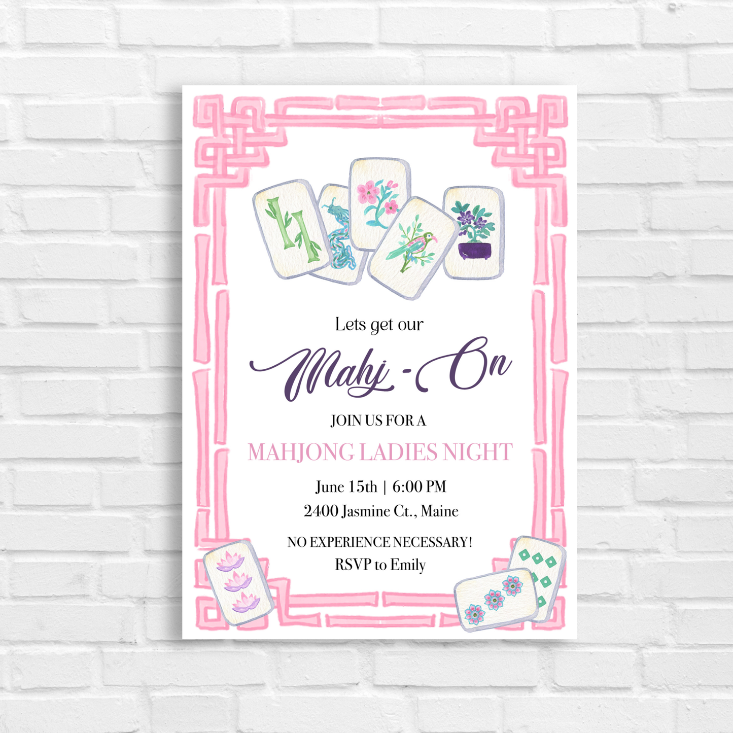 Mahjong Ladies Night Invitation