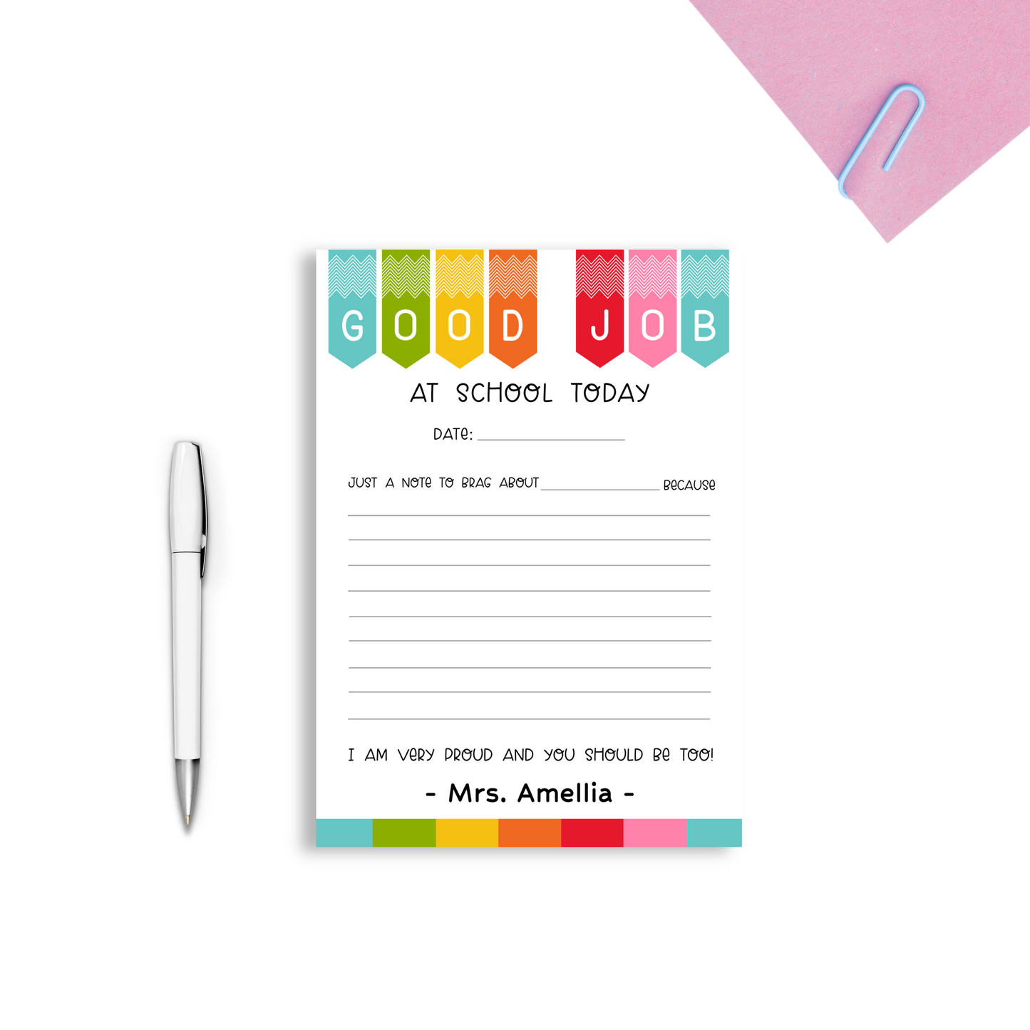 Custom Teacher Notepad 5x7 | Chevron