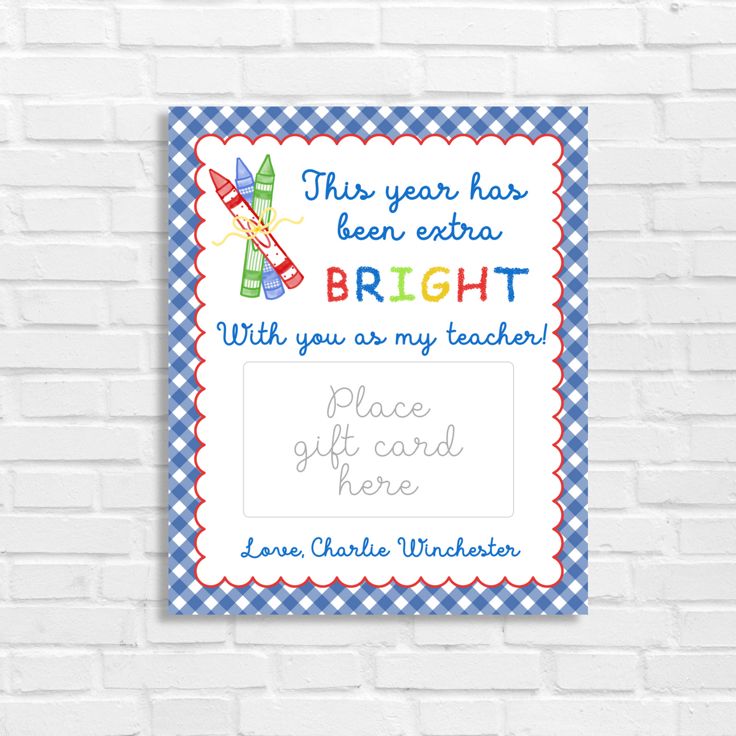 Crayon Teacher Appreciation Gift Card Holder
