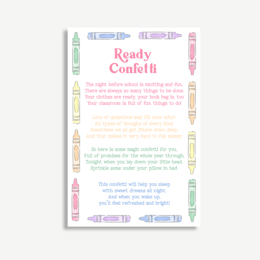 Ready Confetti Printable Poem – First Day of School Activity for Kids