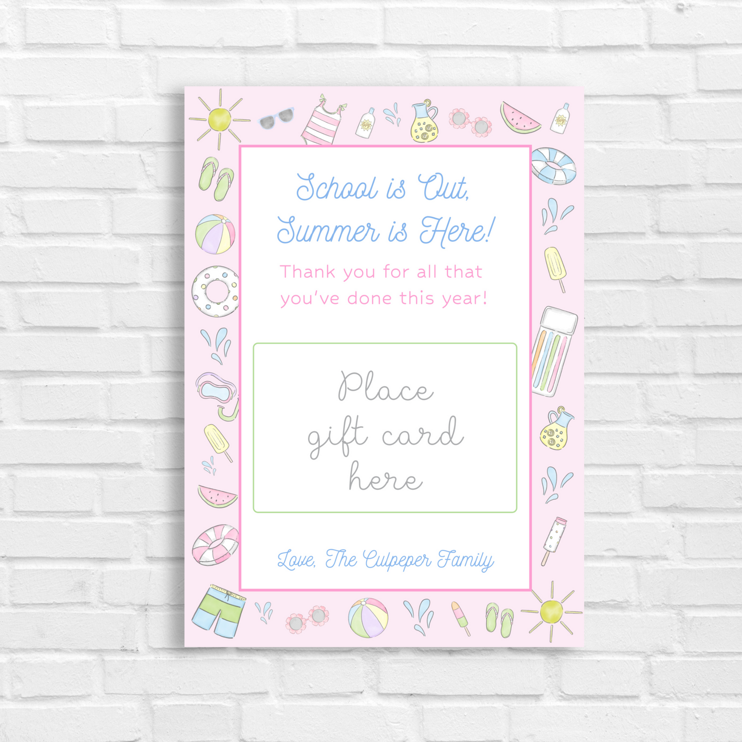 Teacher Card Gift Holder - Schools Out
