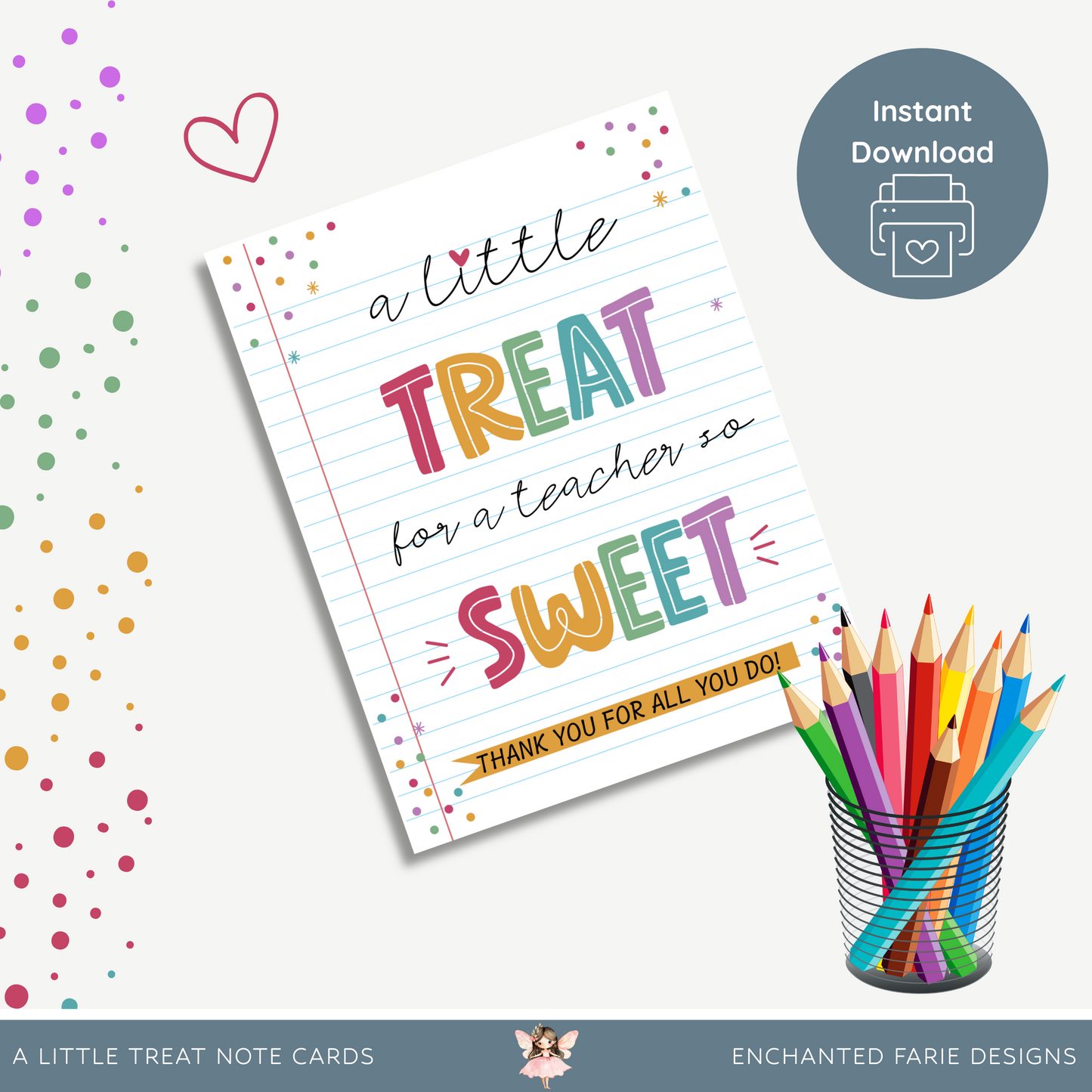 Printable Teacher Thank You Note Card