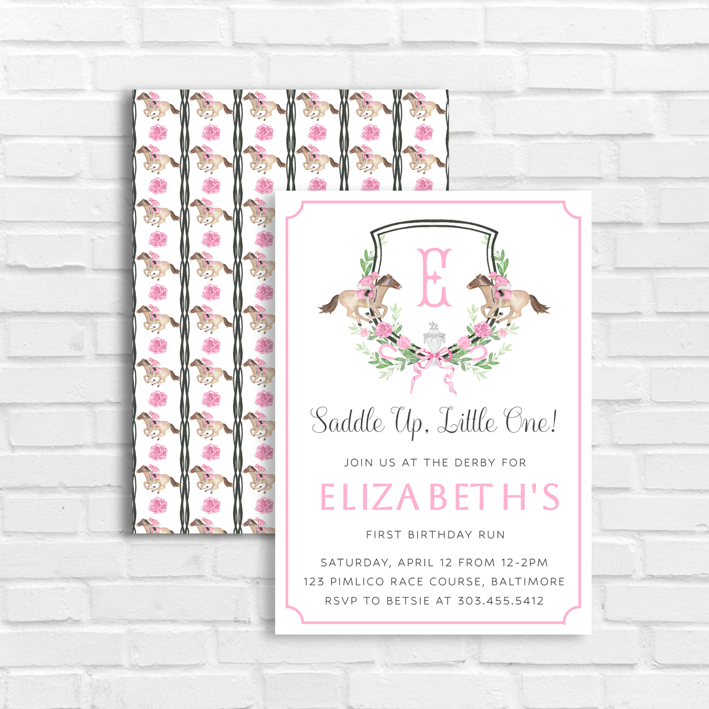 Kentucky Derby Pink Birthday Invitatoin