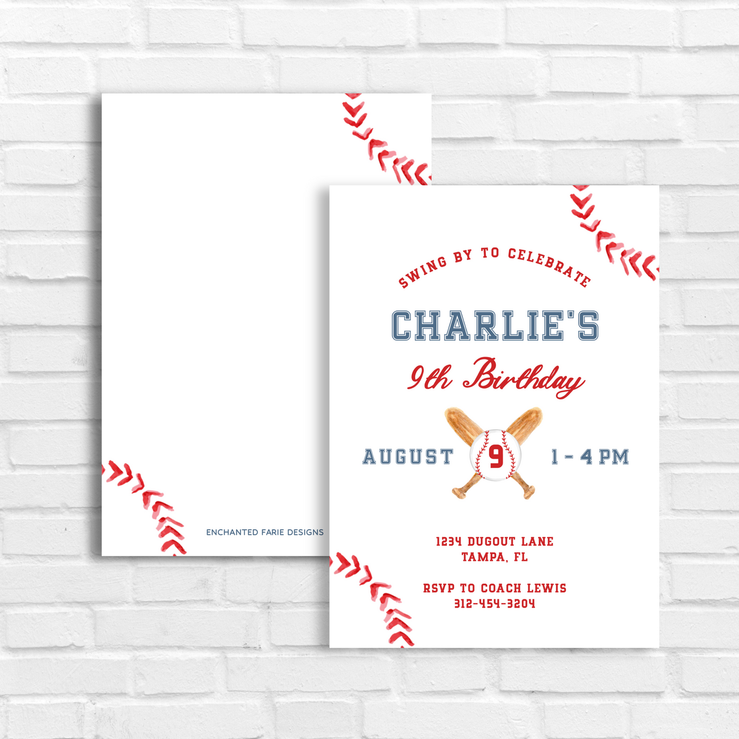 Baseball Boy Birthday Invitation