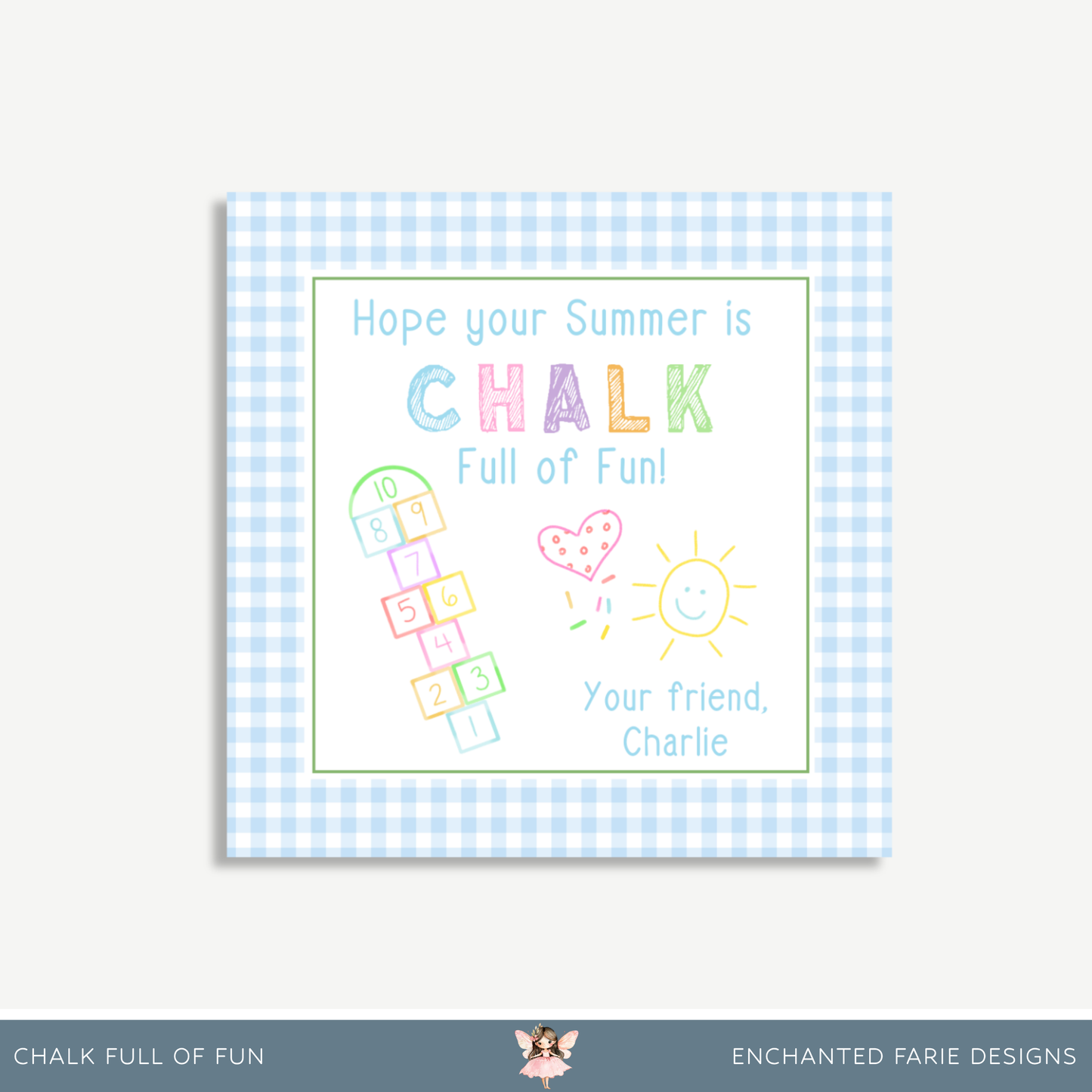 Chalk Full of Fun” Summer Gift Tag – 3x3" Printable Favor Tag