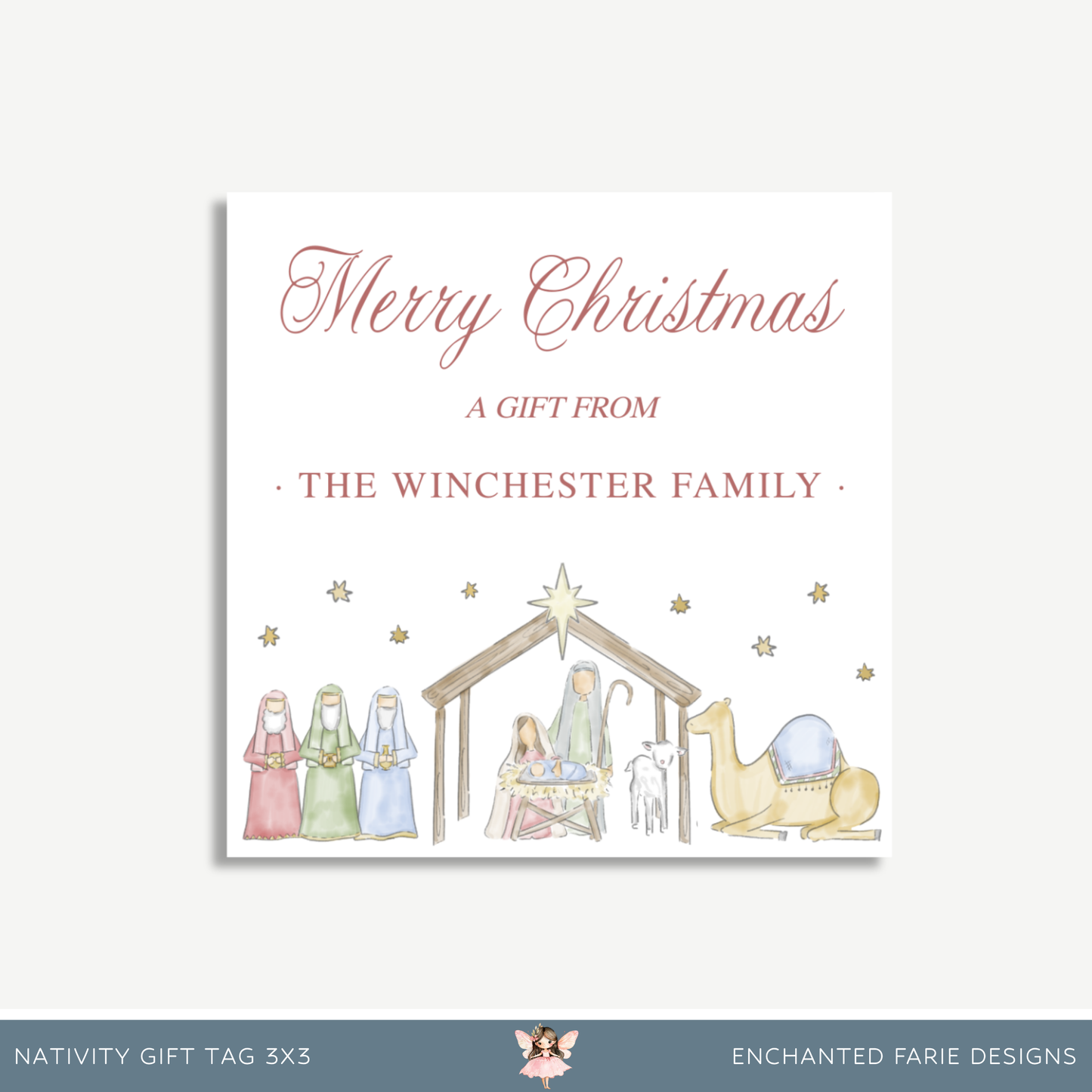 🎄 Nativity Scene Christmas Gift Tag – Printable Holiday Tags