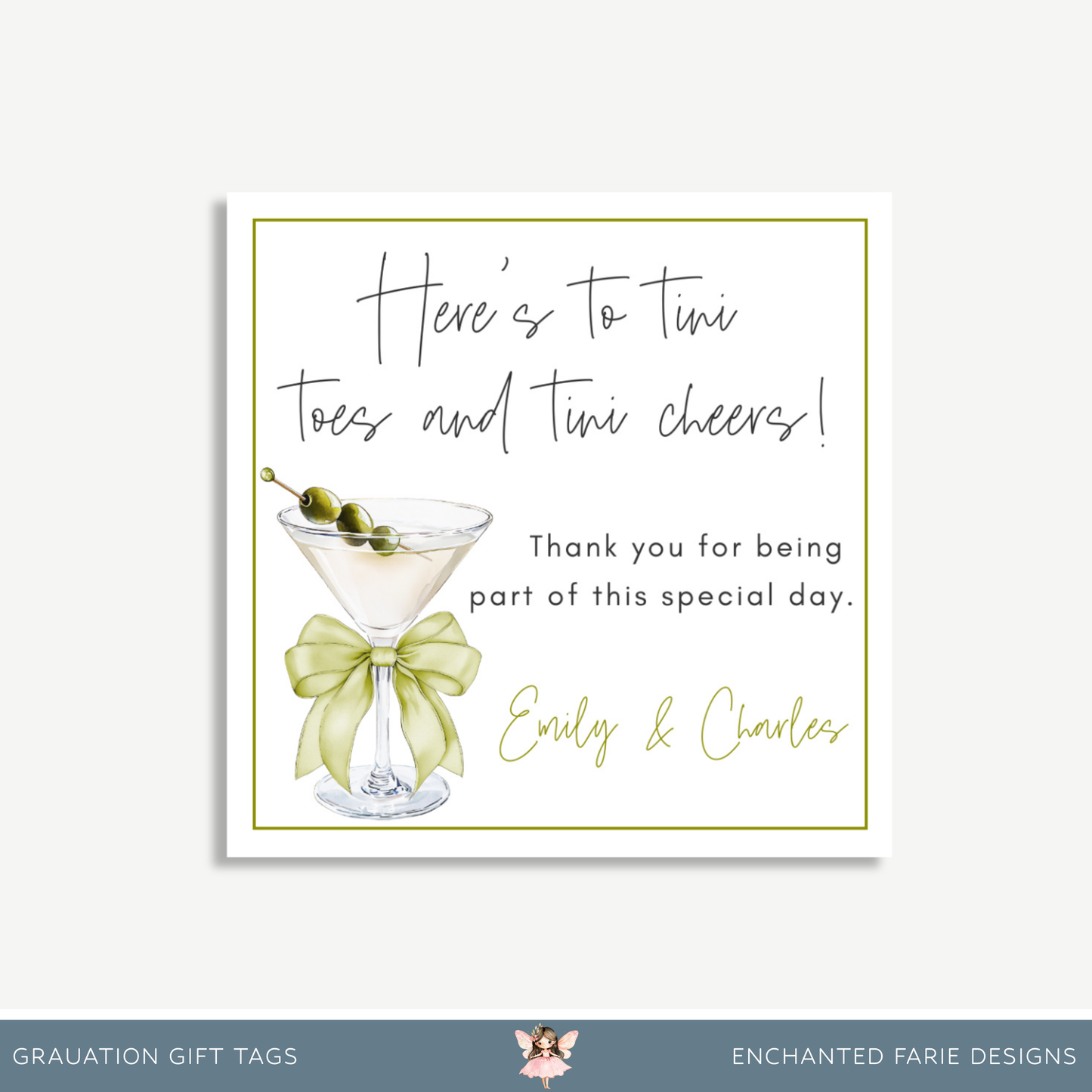 “A Tini Is On the Way” Baby Shower Thank You Tag – 3x3" Printable Favor Tag