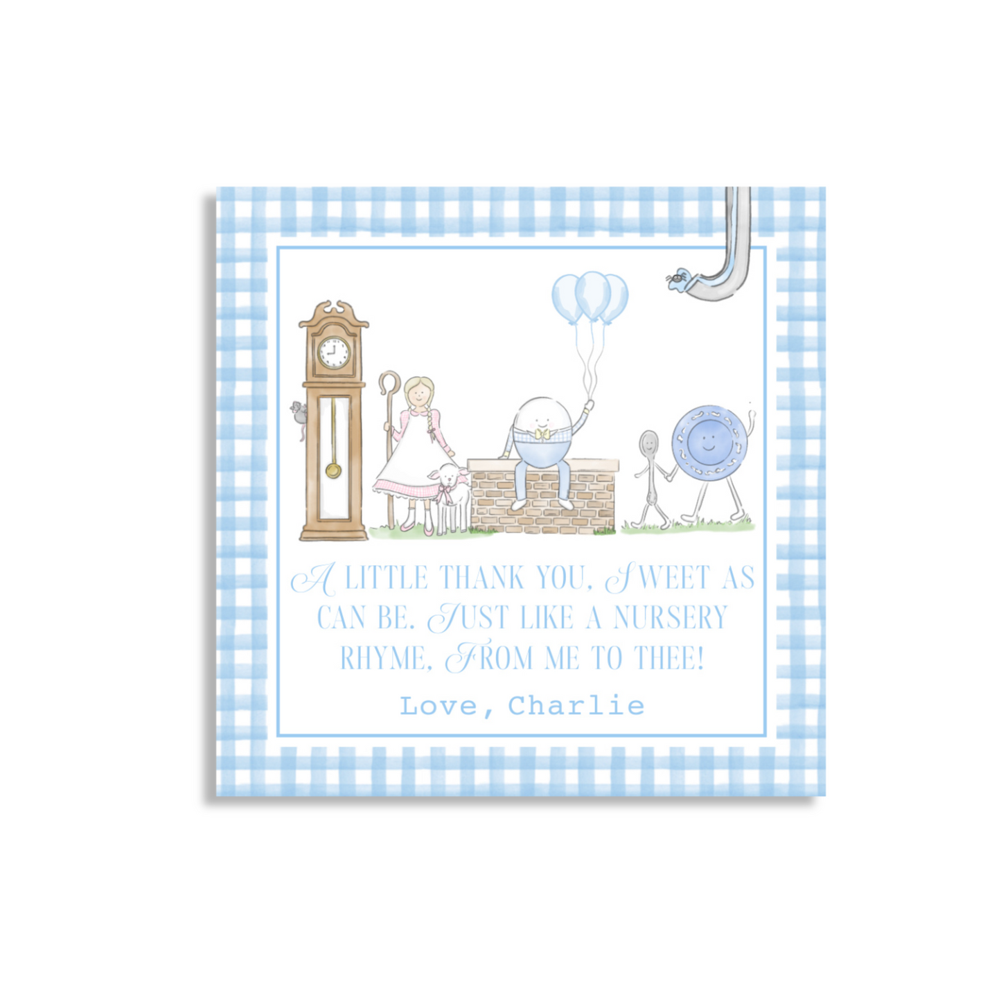 Nursery Rhyme Diddle Diddle Thank You Tag