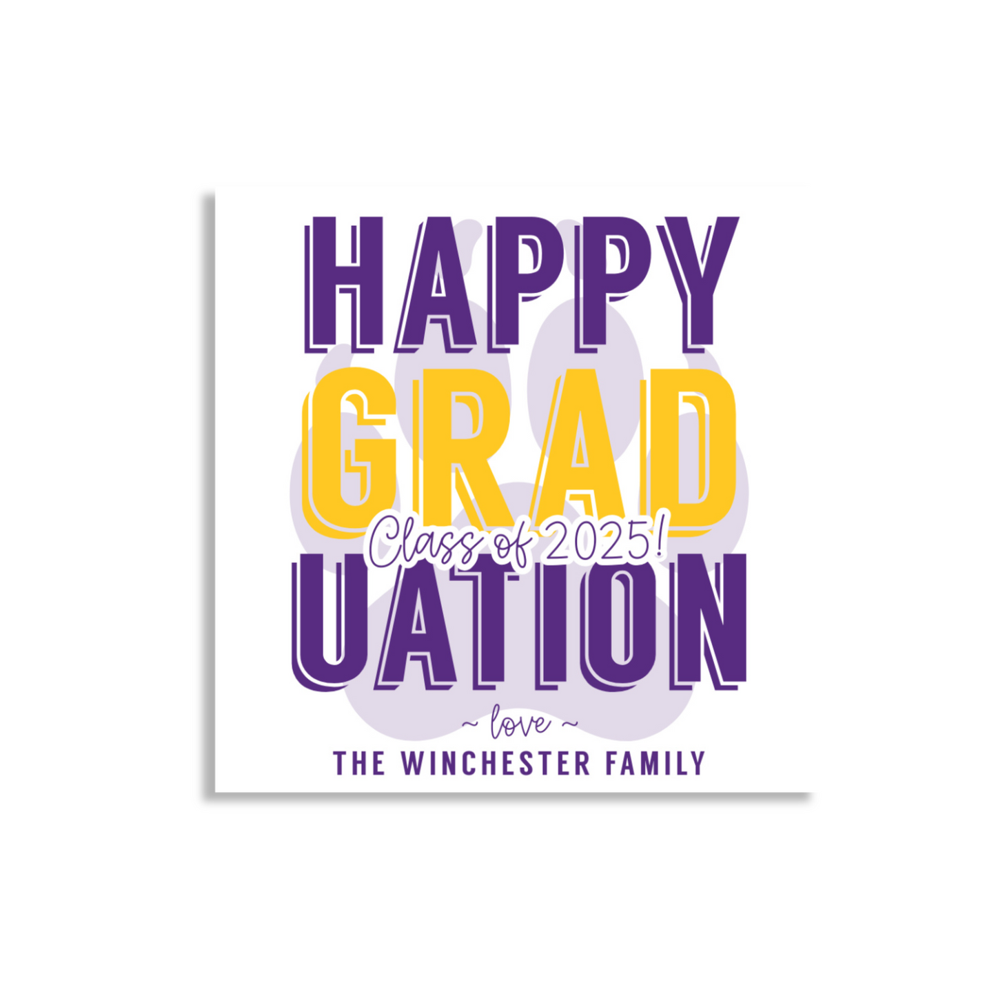 Class of 2025 Personalized Graduation Favor Tag Purple and Gold