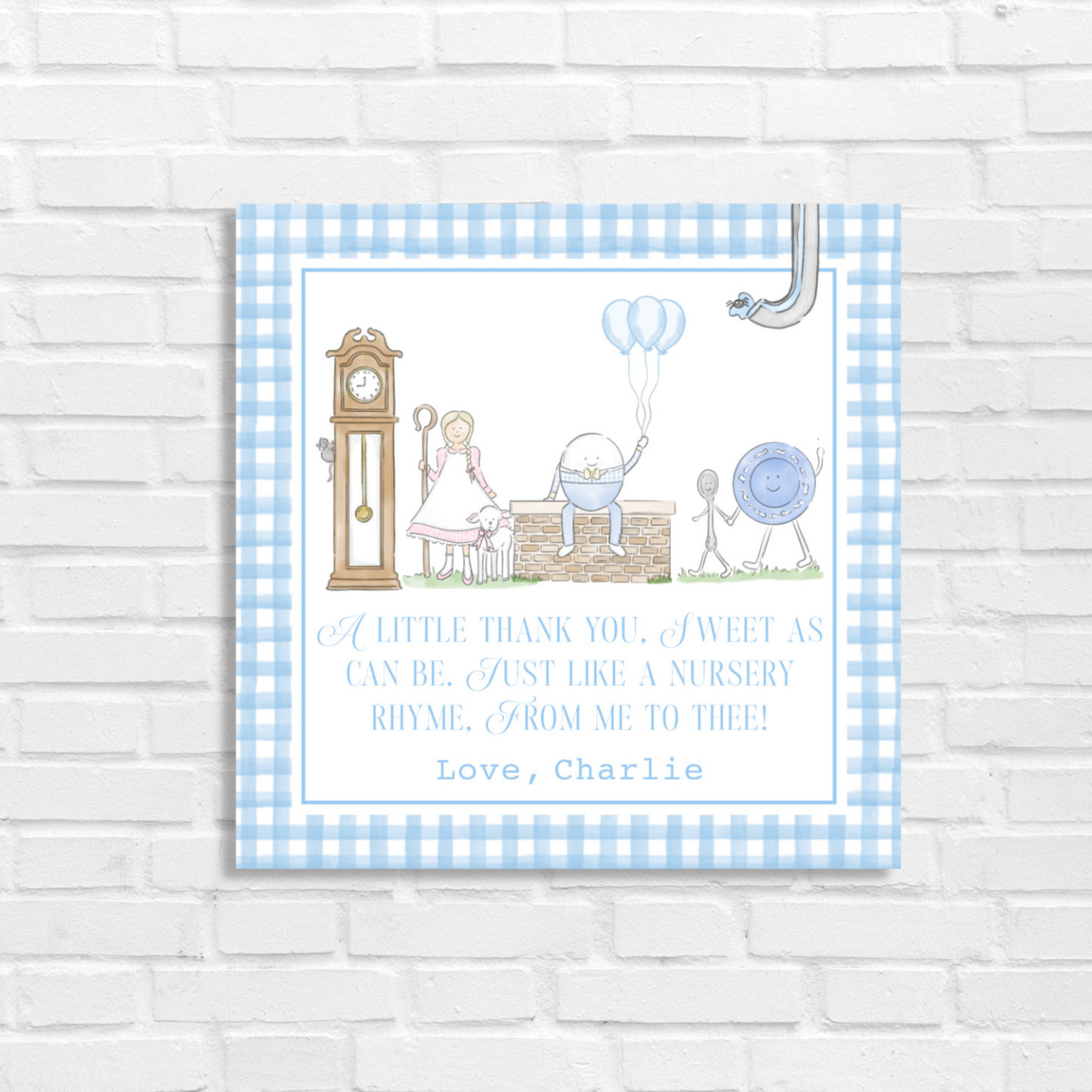 Nursery Rhyme Diddle Diddle Thank You Tag