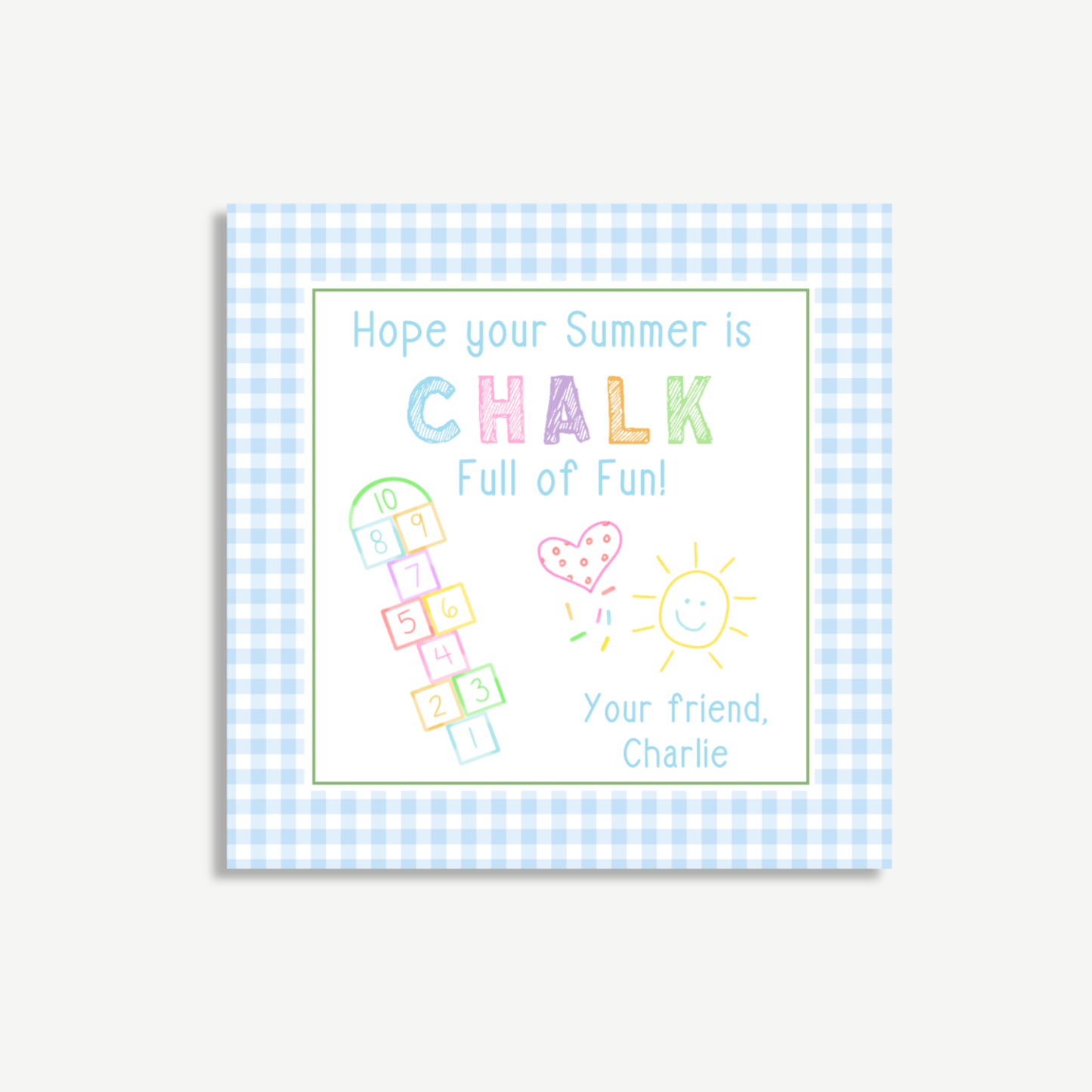Chalk Full of Fun” Summer Gift Tag – 3x3" Printable Favor Tag