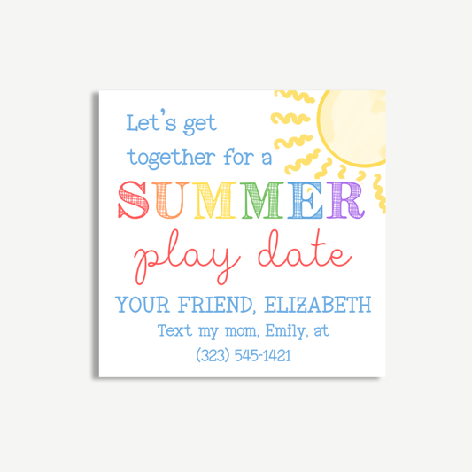 Summer Play Date Favor Tag – Printable End-of-School Gift Tag for Kids