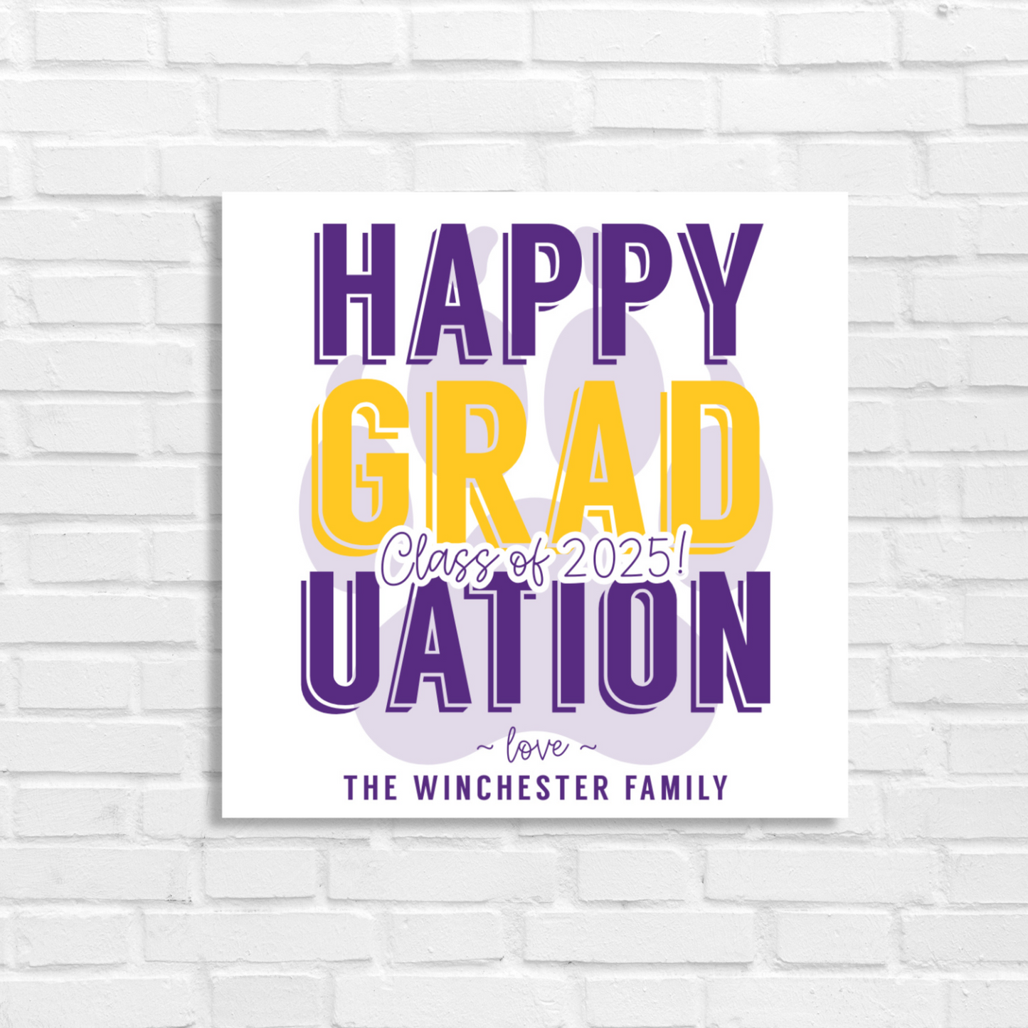 Class of 2025 Personalized Graduation Favor Tag Purple and Gold