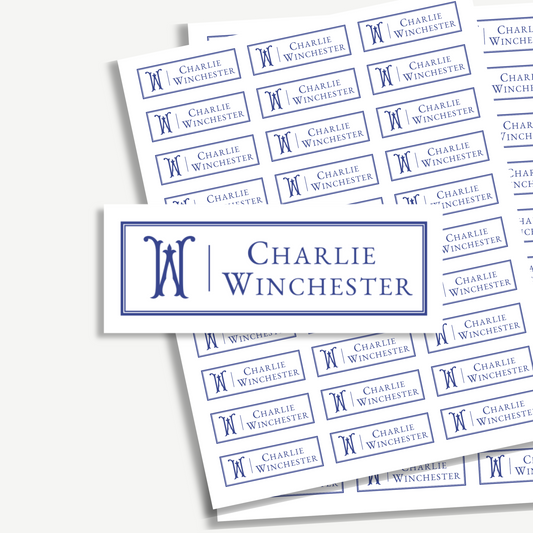 Personalized School Name Labels - Water Resistant - Set of 60 - Monogram Initial