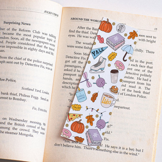 Cozy Fall Gilmore Girls White Bookmark – Bookish Stationery Gift for Readers