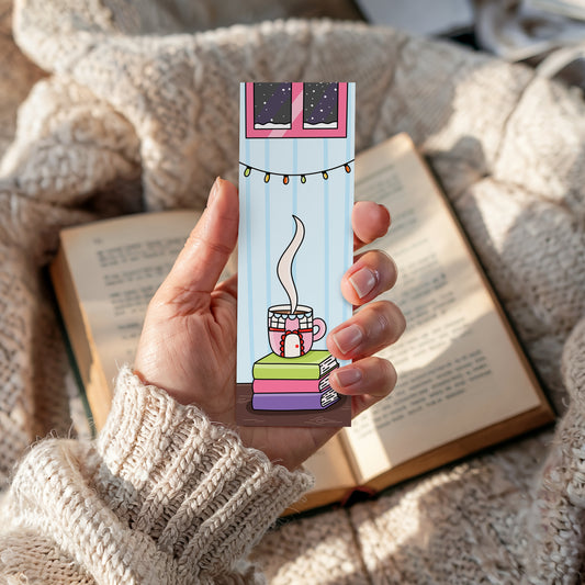 Hot Cocoa & Books Bookmark – 2x6”