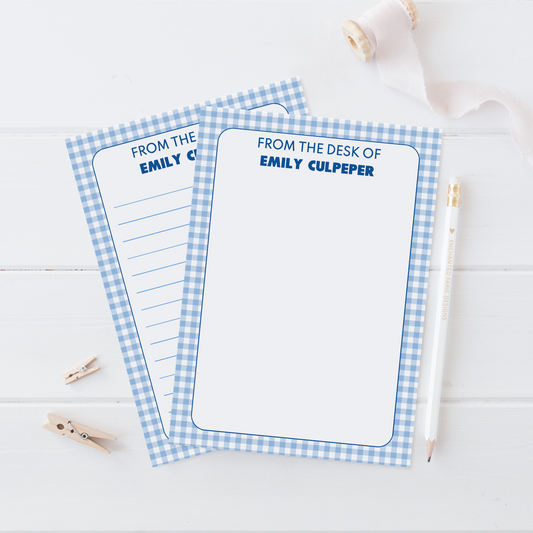 Classic Gingham Personalized Notepad – 5x7"