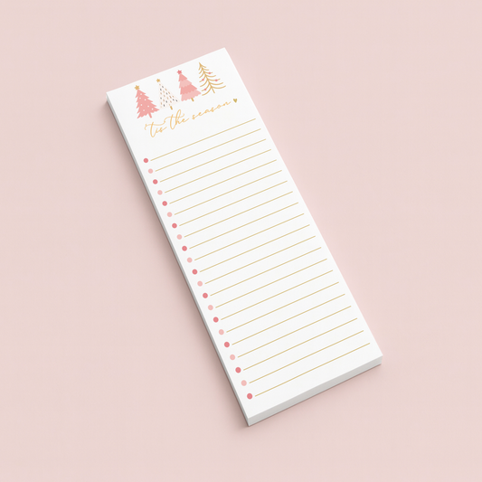 Tis the Season Christmas Notepad – Pink - Gold - Holiday To-Do List