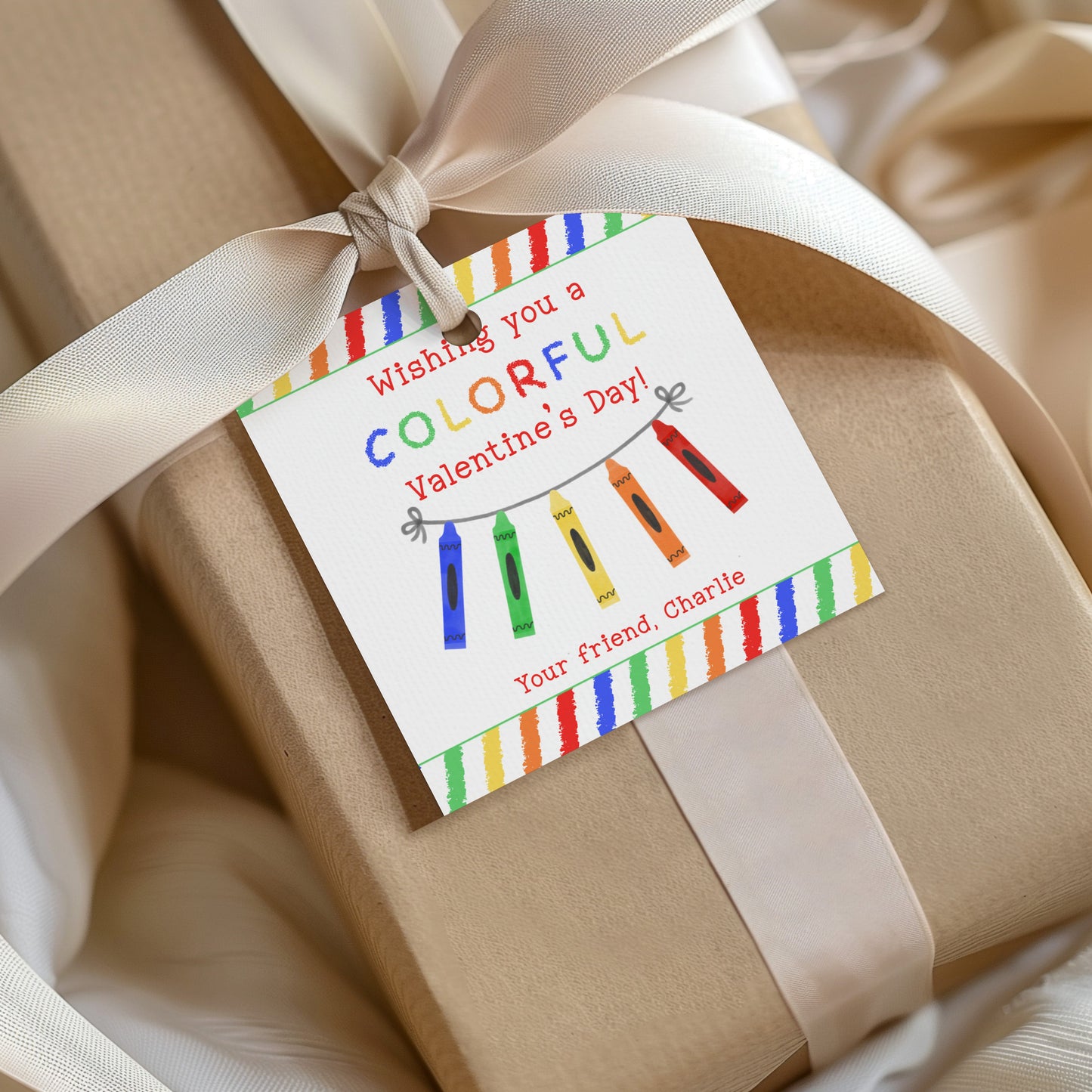 Bold Crayon Printable Valentine Gift Tag