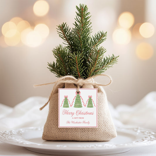 Red Christmas Tree Gift Tag