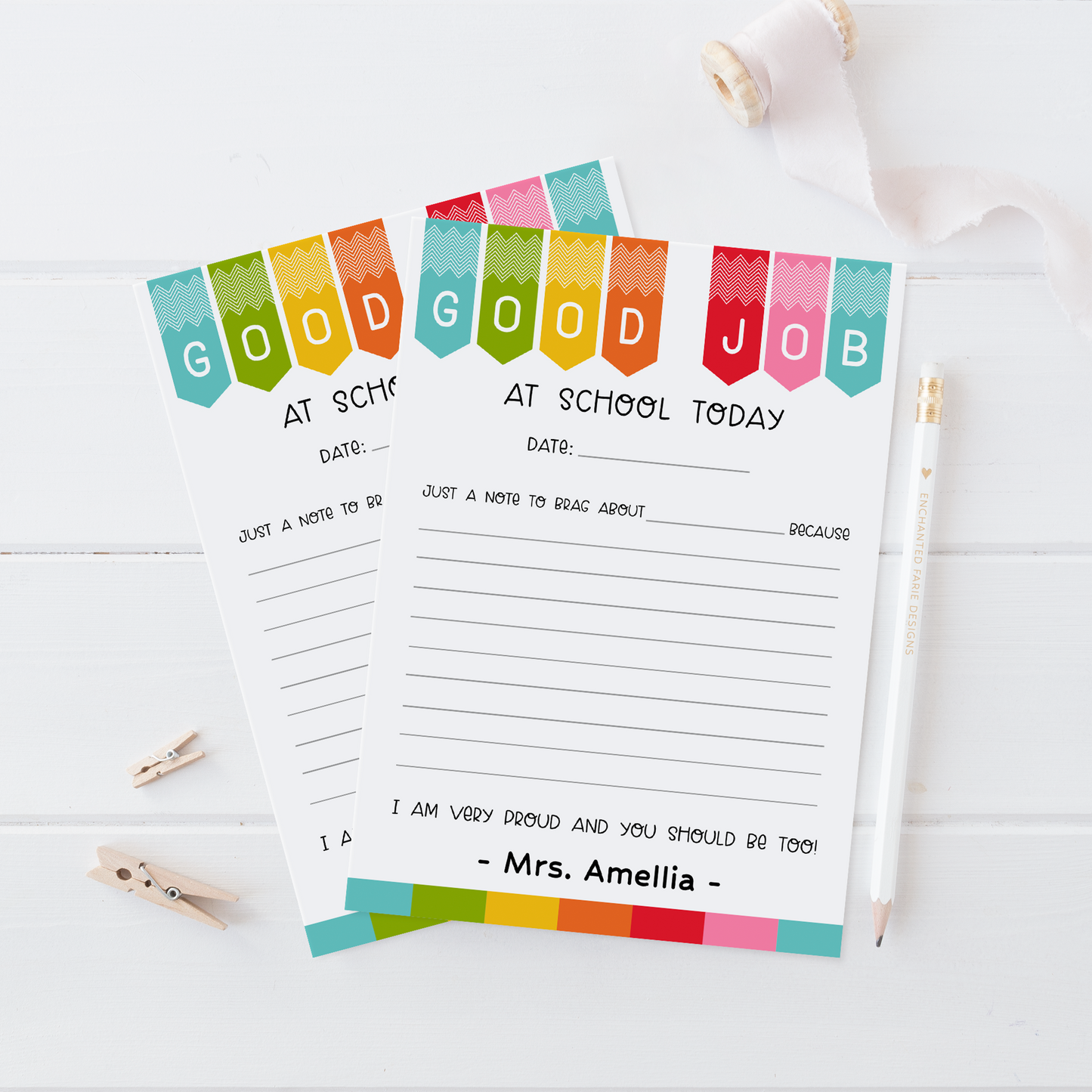 Custom Teacher Notepad 5x7 | Chevron