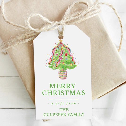 Personalized Christmas Gift Tags | Confetti Christmas Tree Holiday Tags